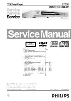 Philips dvd-625 service manual PDF